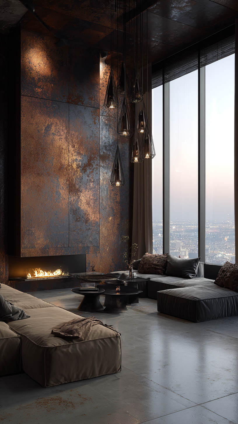 View of Industrial Style NY Penthouse Interior design – How luxury looks like ...